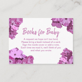 Pretty Pink Flowers Baby Shower Books for Baby Enclosure Card
