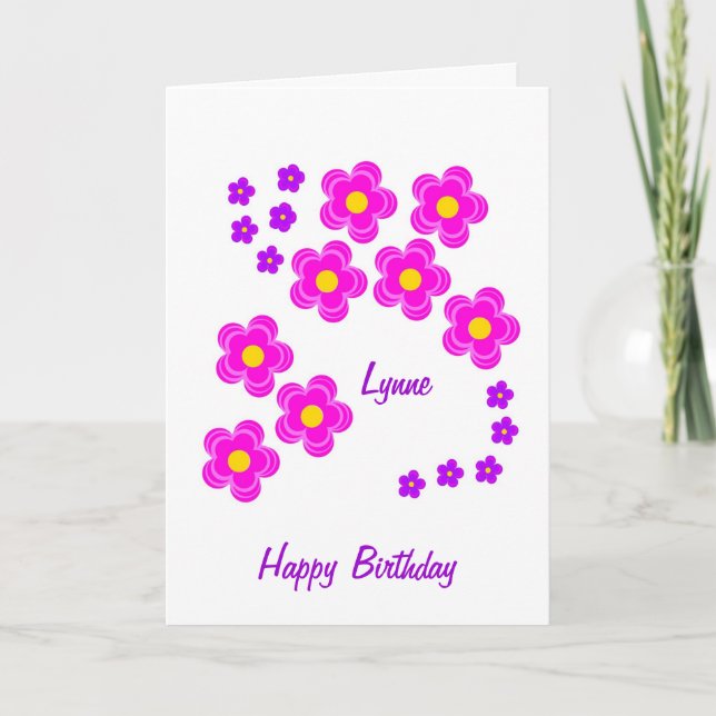 Pretty Pink Flowers Birthday Card (Front)