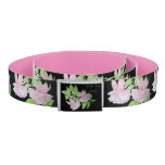Pretty Pink Flowers Black Background Modern Floral Belt at Zazzle