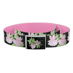 pretty pink flowers black background modern floral belt