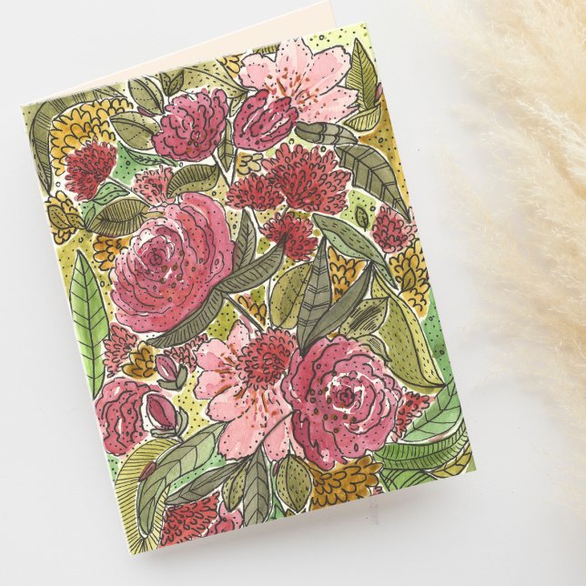 Pretty Pink Flowers Blank Note Card (Creator Uploaded)