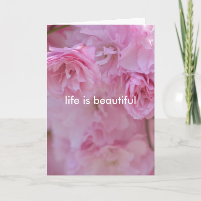 Pretty Pink Flowers Card (Front)