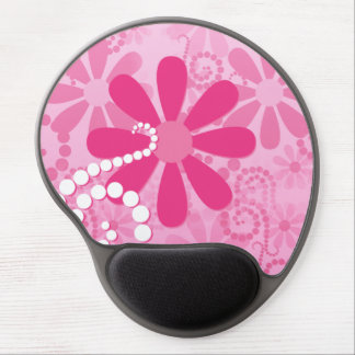Pretty Pink Flowers Cute Retro Daisy Pattern Gel Mouse Pad