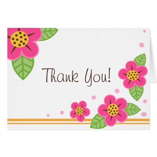 Pretty pink flowers cute spring summer thank you card | Zazzle