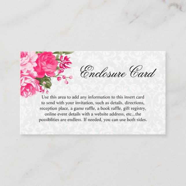 Pretty Pink Flowers Enclosure Card (Front)