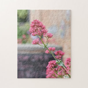 Pretty Pink Flowers English Garden Nature Photo Jigsaw Puzzle