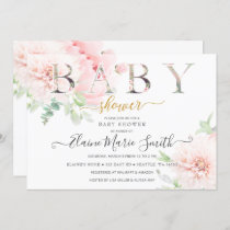 Pretty Pink Flowers Floral Girl Baby Shower Invitation