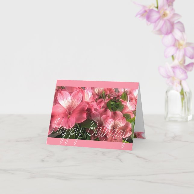 Pretty Pink Flowers Folded Greeting Card (Orchid)