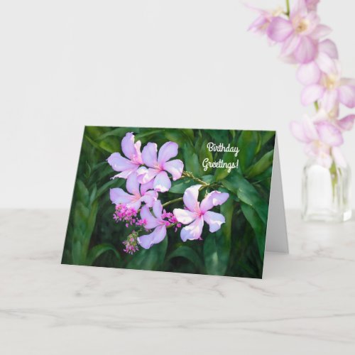 Pretty Pink Flowers Garden Art Birthday Card