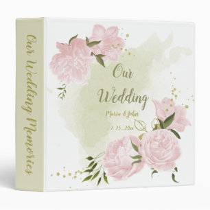 pretty pink flowers green leaves photo album 3 ring binder