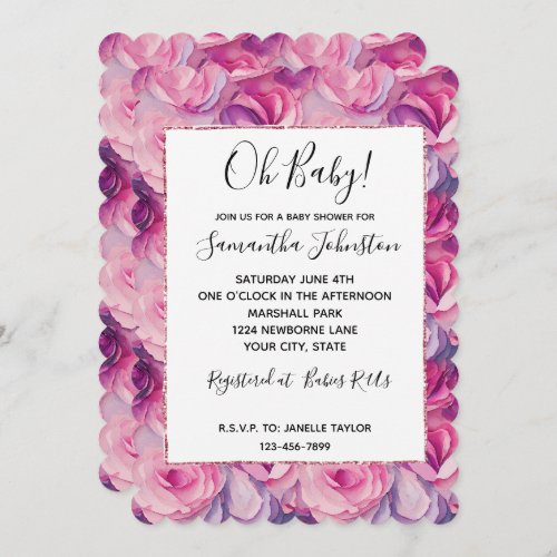 Pretty Pink Flowers Invitation