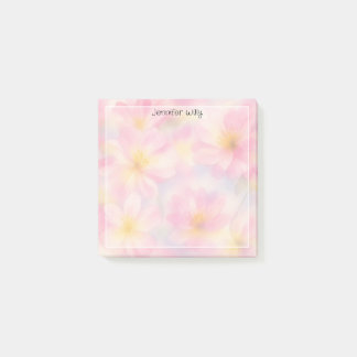 Pretty Pink Flowers Meadow Custom Name Feminine Post-it Notes