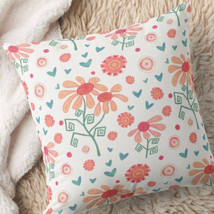 Pretty Pink Flowers Pattern Inspirivity Pillow