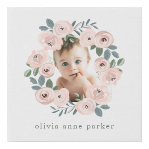 Pretty Pink Flowers  Personal Baby Photo Faux Canvas Print