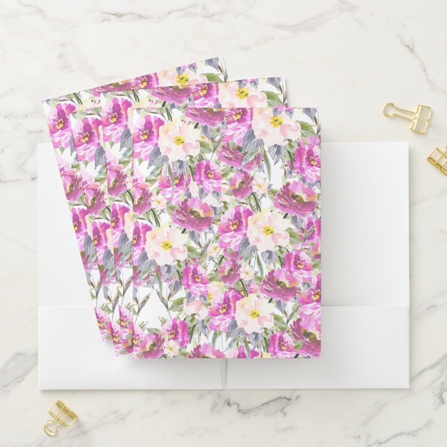 Pretty Pink Flowers Pocket Folder (In Situ)