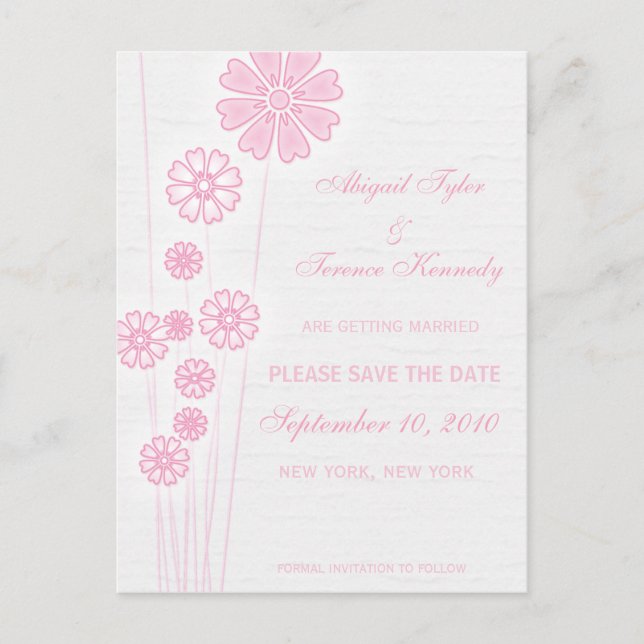 Pretty pink flowers - save the date cards (Front)