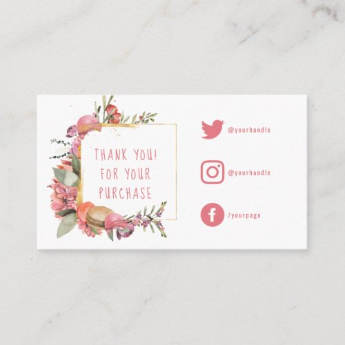 Pretty pink flowers Social Links Insert Card