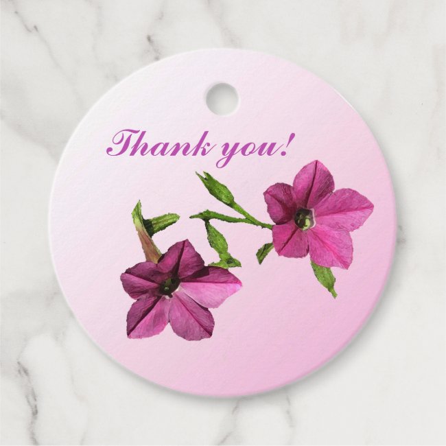 Pretty Pink Flowers Thank You Floral Favor Tags