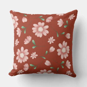 PRETTY PINK FLOWERS THROW PILLOW