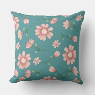 PRETTY PINK FLOWERS THROW PILLOW