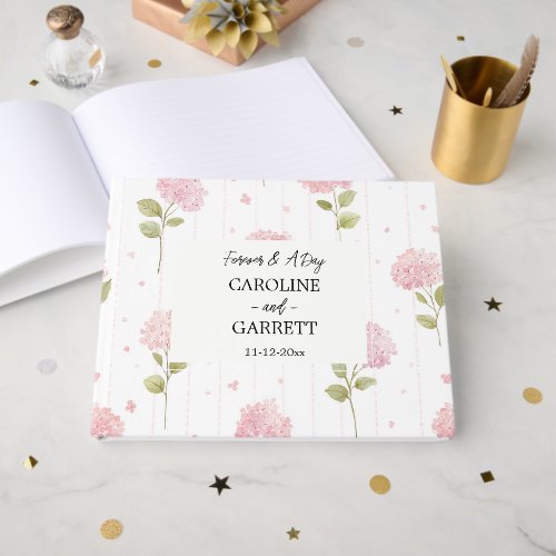 Pretty Pink Flowers Wedding Guest Book