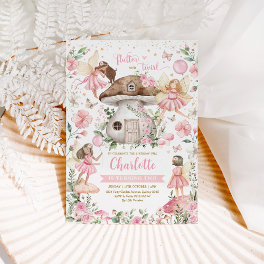 Pretty Pink Forest Fairy Garden Girl Birthday Invitation