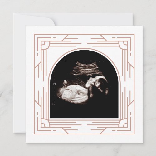 Pretty Pink Frame Baby Sonogram Photo  Announcement