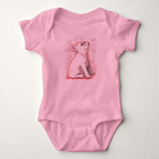 Pretty pink French Bulldog baby bodysuit