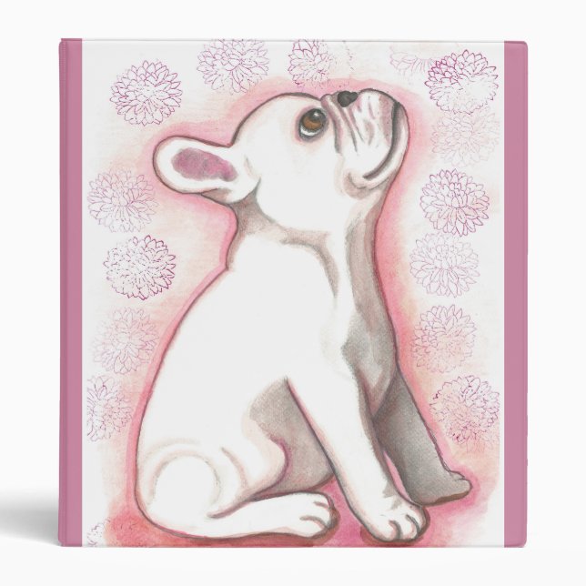Pretty pink French Bulldog binder (Front)