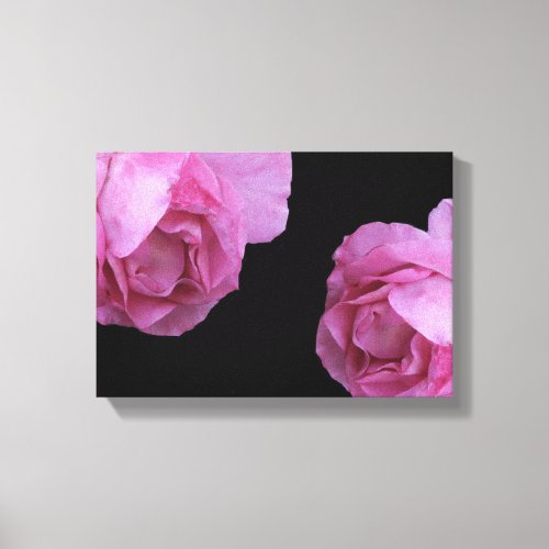 Pretty pink French rose floral black fine art     Canvas Print