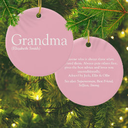 Pretty Pink Fun Best Ever Grandma Grandmother Ceramic Ornament