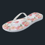 Pretty Pink Garden Flowers Watercolor Flip Flops<br><div class="desc">Pretty pink garden flowers watercolor</div>