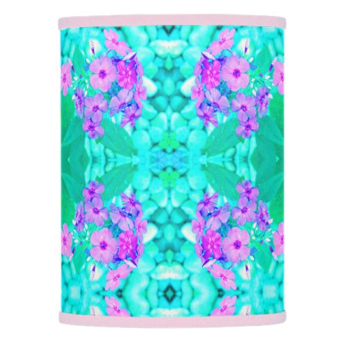 Pretty Pink Garden Phlox Flower on Aquamarine Lamp Shade