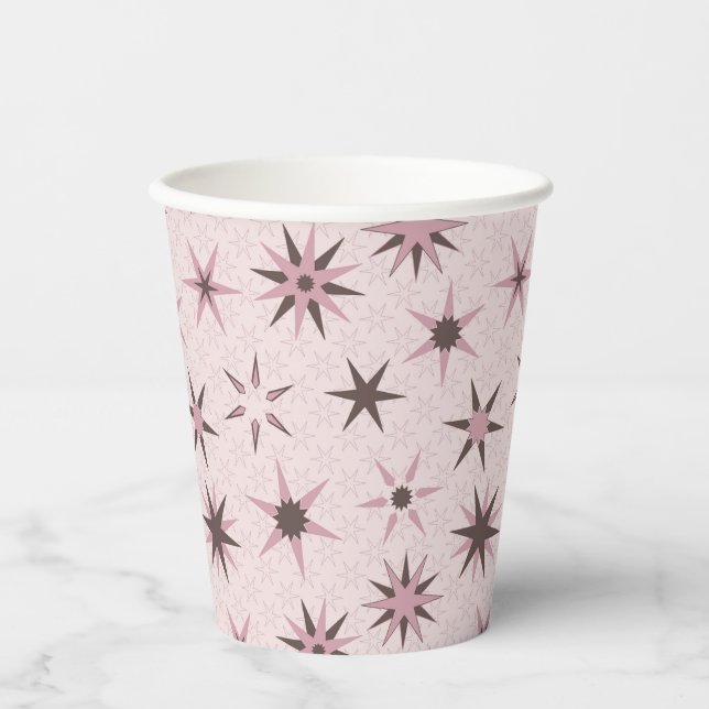 Pretty Pink Geo Stars - pattern. Paper Cups (Front)