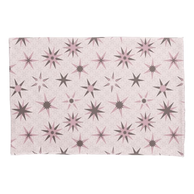  Pretty Pink Geo Stars - pattern. Pillow Case (Front)