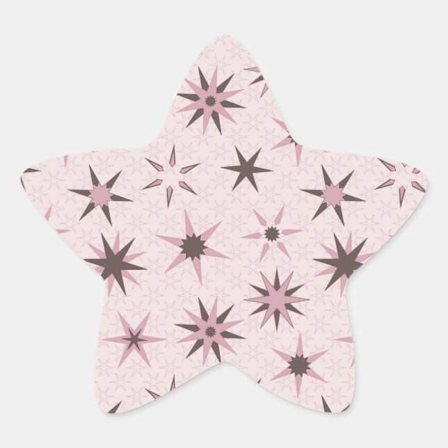 Pretty Pink Geo Stars - pattern.  Star Sticker (Front)