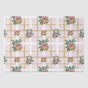 Pretty Pink Geometric & Christmas Bells Tissue Paper