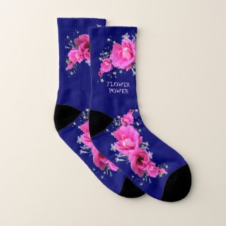 Pretty Pink Geranium Flower Power Socks
