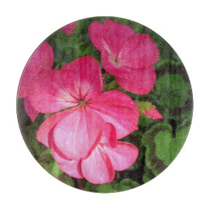 Pretty Pink Geranium Flower With Waterdrops Photo Cutting Board