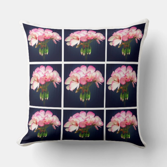 Pretty Pink Geraniums Pillow (Front)
