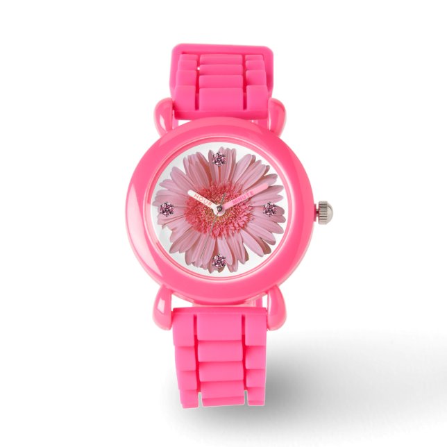 Pretty Pink Gerber Daisy Watch (Front)