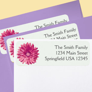 Pretty Pink Gerbera Daisy Floral Return Address Label