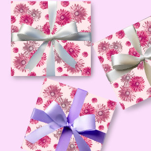 Pretty Pink Gerbera Daisy Floral Wrapping Paper