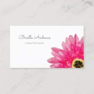 Pretty Pink Gerbera Daisy Flower on Simple White Business Card