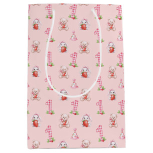 Pretty Pink Gingham, Bunnies and Bears! Medium Gift Bag