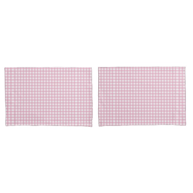 Pretty Pink Gingham Check Pattern Pillow Case (Front-Set)