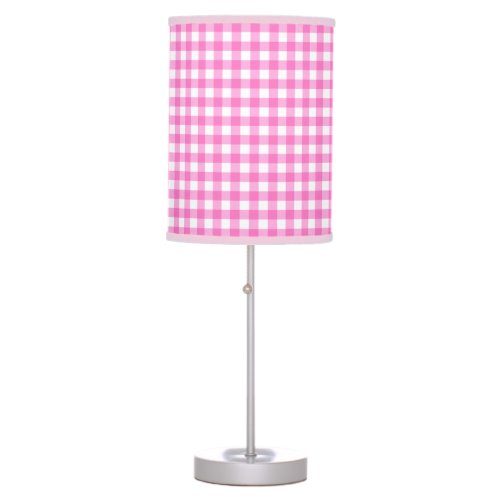 Pretty Pink Gingham Check Table Lamp
