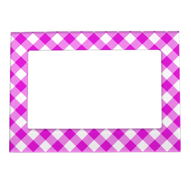 Pretty Pink Gingham Magnetic Picture Frame (Front)