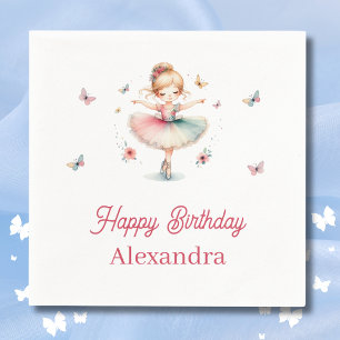 Pretty Pink Girl Ballerina Birthday Party Napkins