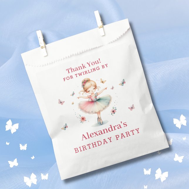 Pretty Pink Girl Ballerina Birthday Thank You Favor Bag (Creator Uploaded)